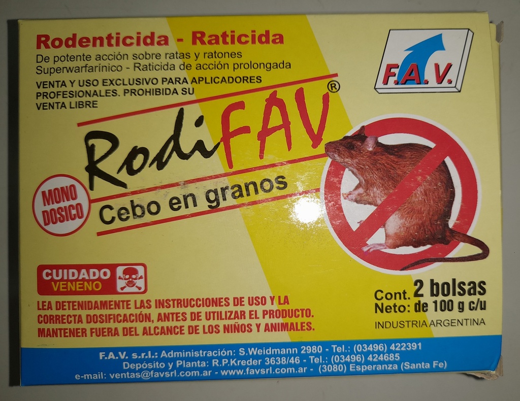 RODIFAV RATICIDA x100g GRANO