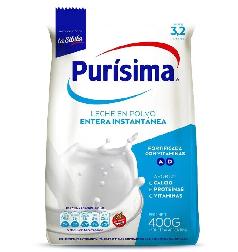 PURISIMA LECHE POLVO x400g ENTERA POUCH
