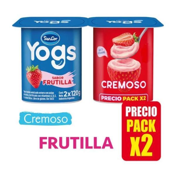 SANCOR YOGUR CREM 2x120g FRUTILLA
