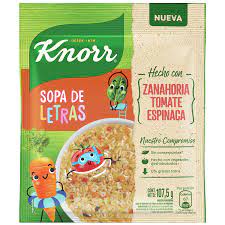 KNORR SOPA C/FIDEOS x107.5g LETRAS
