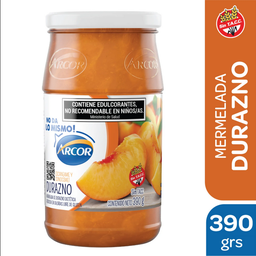 ARCOR MERMELADA S/AZUCAR x390g DURAZNO